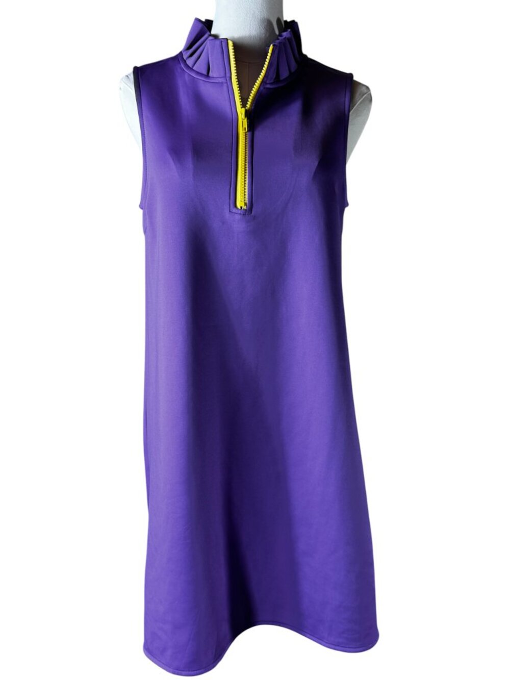 SSYS The Zoey Purple Scuba Ruffle Collar Zip Dress Size Small - Picture 3 of 8